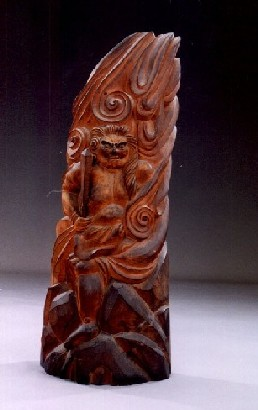 Bishamonten 毘沙門天, carved at Enzō-ji 1806. Now held at Suiten-Ji, Jōetsu, Niigata. Source: joetsu.niigata.jp